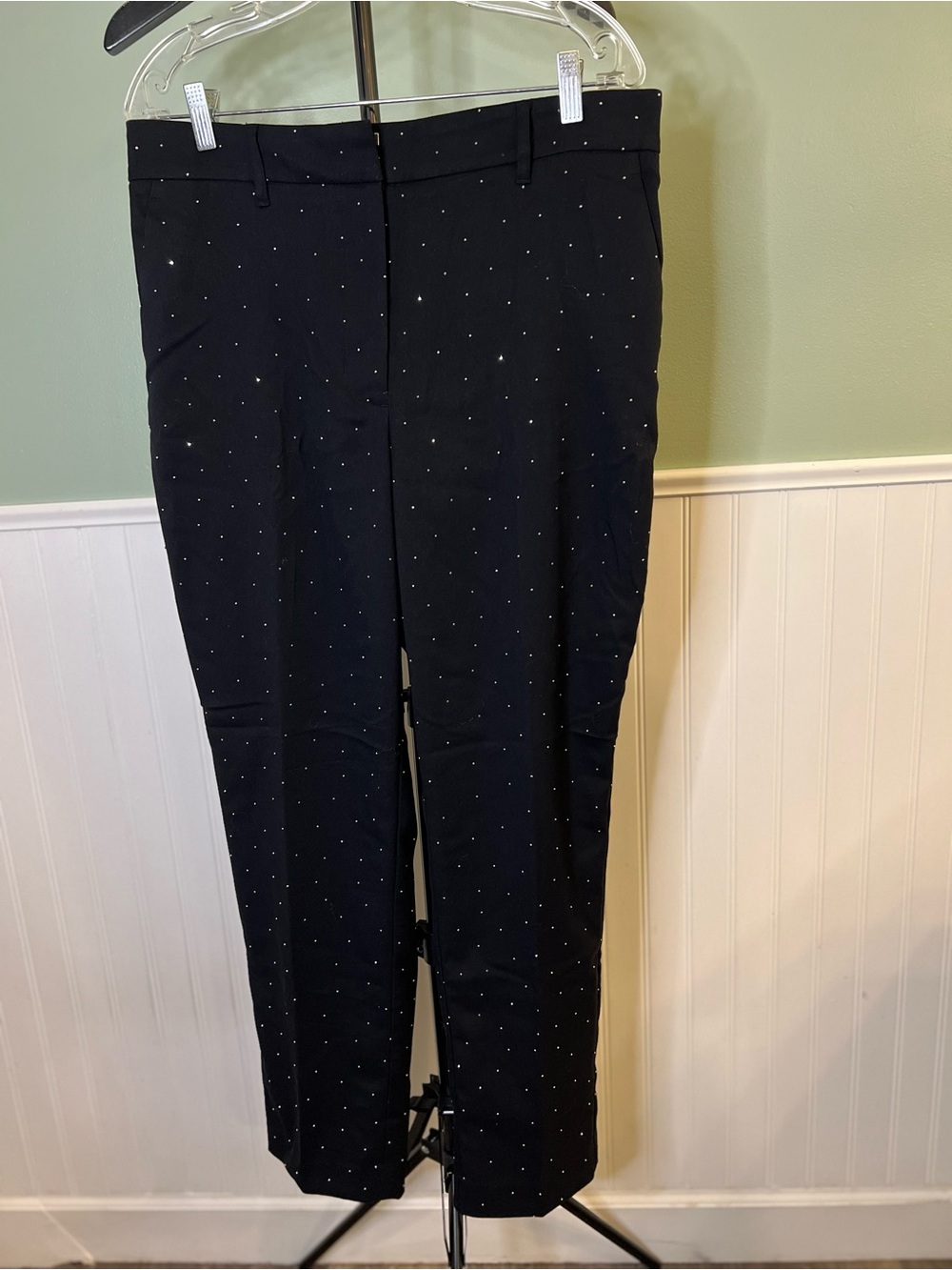 Nine West Black Straight-Leg Pants with All Over Sparkle Studs. Size L